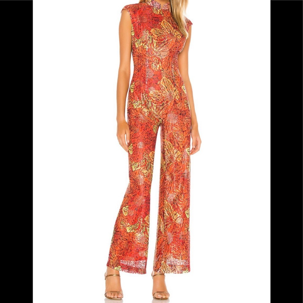 Red lace jumpsuit